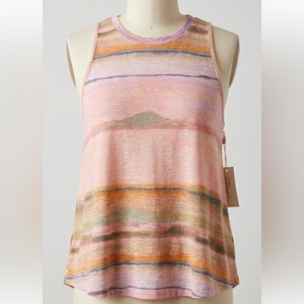NWT ✨ Pilcro Anthropologie Pastel Pink Multicolor Striped Twist Tank- medium